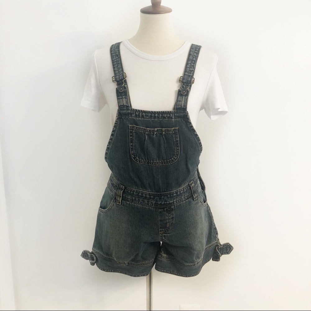 Denim overall shorts